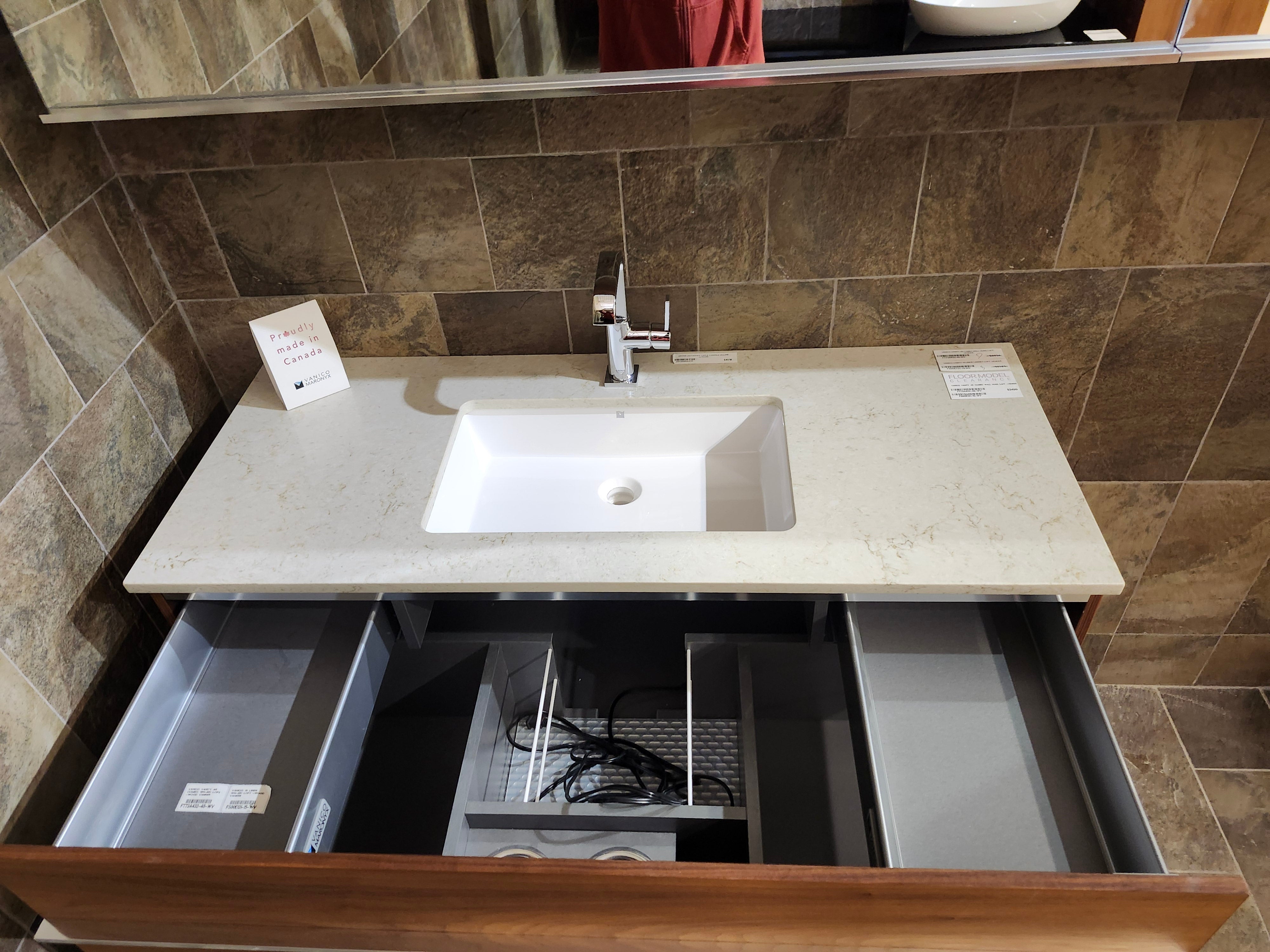 48" Vanico Loft Desk Vanity Combo with Linen (as is)