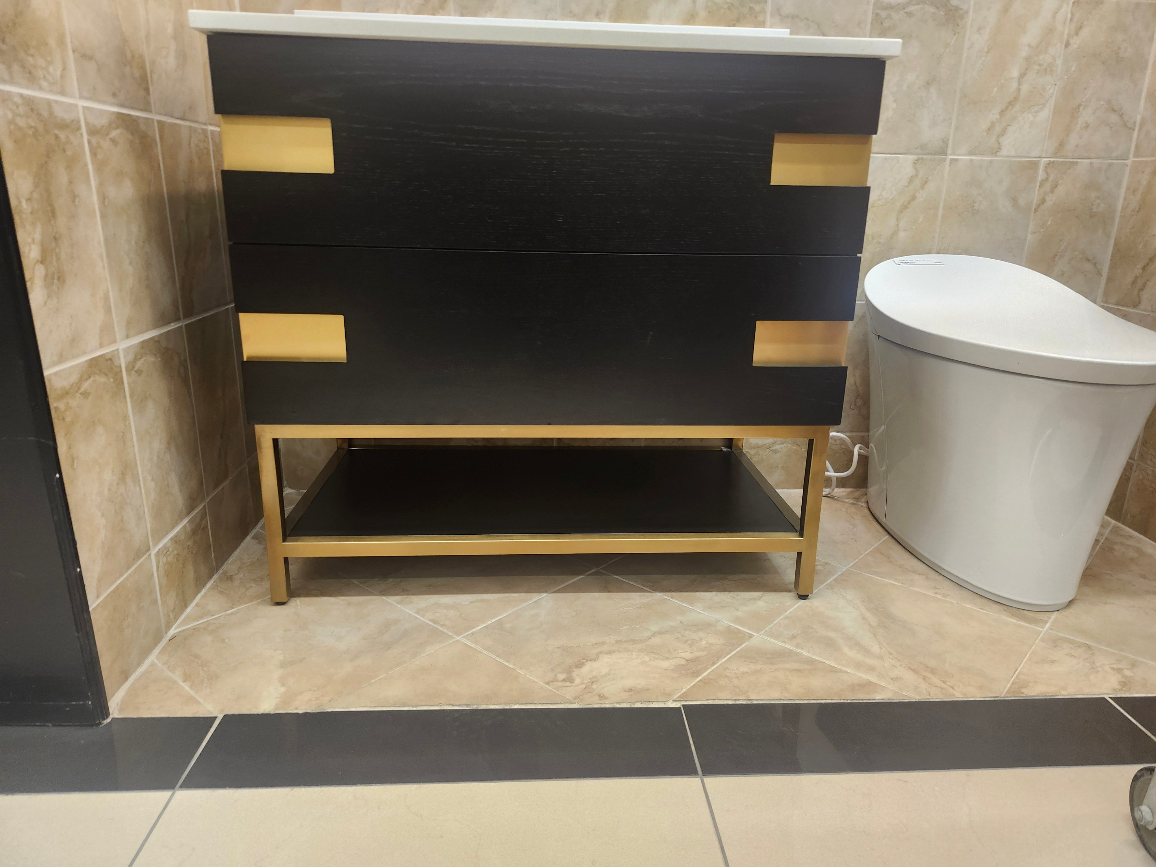 Vida Turin 37" Black/Gold Vanity with Countertop Combo (as is) - 0