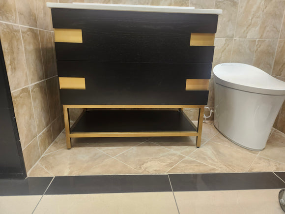 Vida Turin 37" Black/Gold Vanity with Countertop Combo (as is)