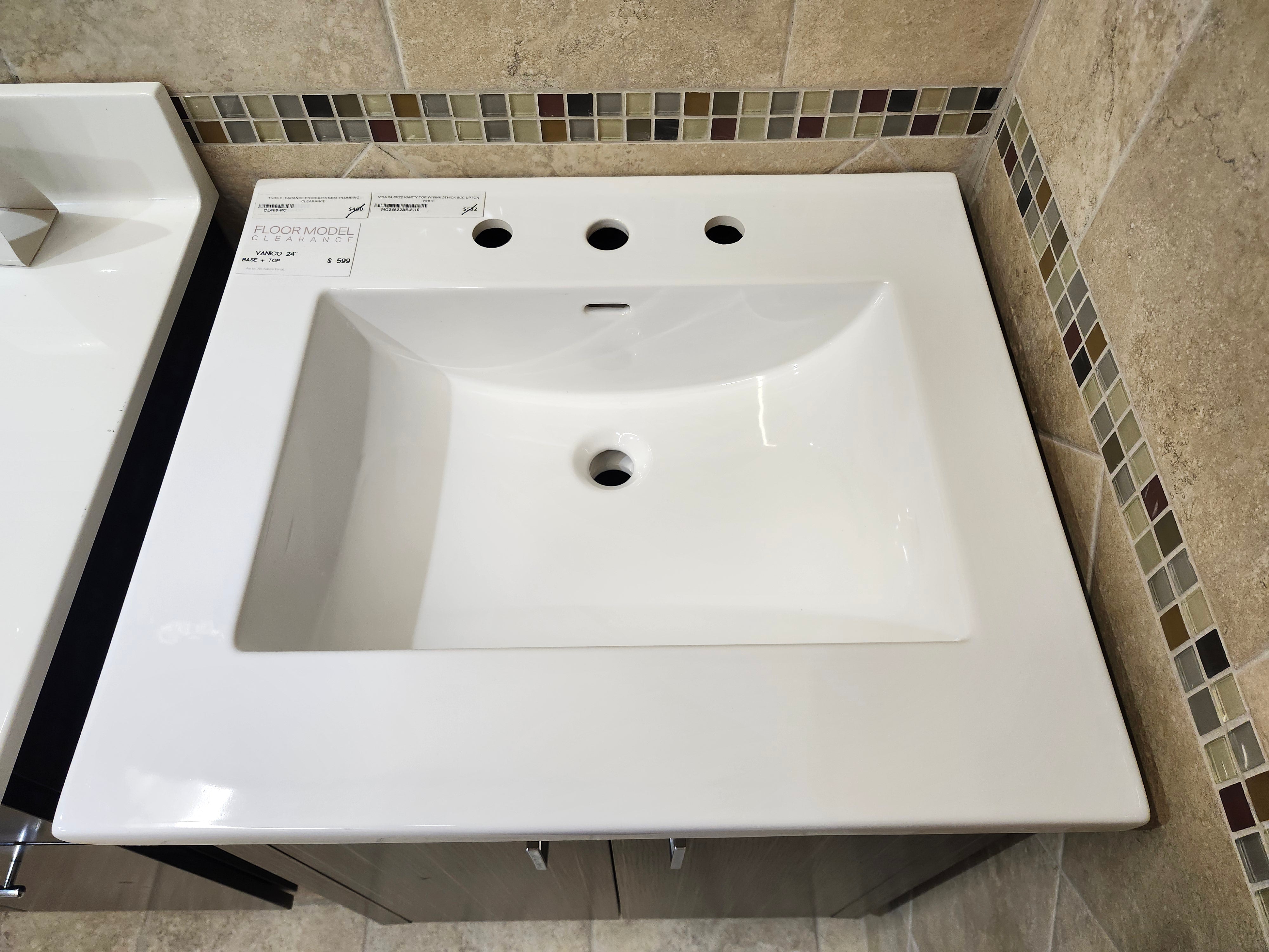 24" Vanico Vanity & Countertop Combo (as is)