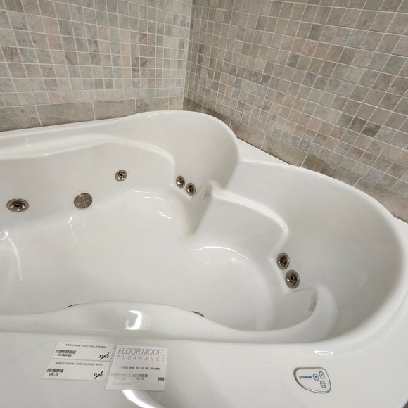 Sherlic Whirlpool System 60 x 60 Vaentino Built in Bathtub Brushed nickel Hardware Floormodel as is Clearance m8