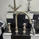 Hansgrohe Axor Series 3 Hole Single Faucet Montreux 8cc Cross Handles Brush Nickel Floomodel Clearance as is-3