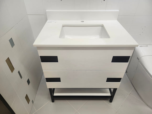 Vida Turin 31" White/Black Vanity with Countertop Combo (as is)