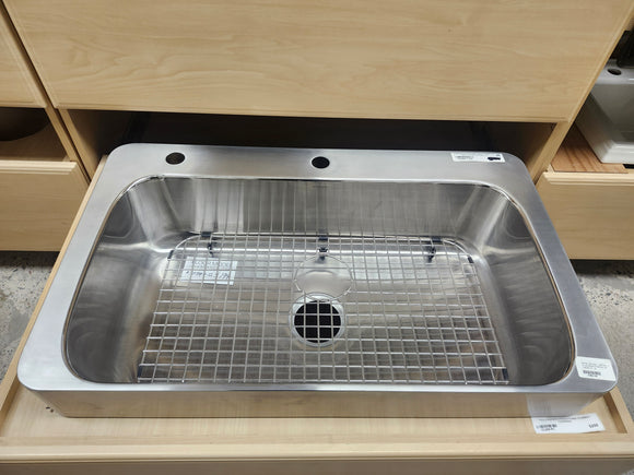 Verity® 33" x 20" x 8" top-mount apron-front single-bowl countertop kitchen sink with 2 hole  K-3084 Floormodel Clearance As is