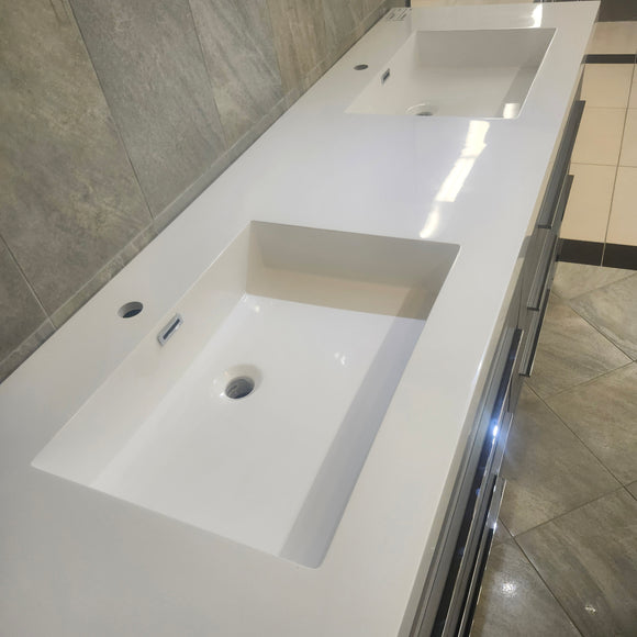 Aura Plato 72 x 21 Vanity and Countertop Sink Combo Floormodel Clearance As is m4
