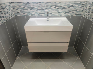 31" Moda Smoke Wall Vanity with Countertop Combo (as is)