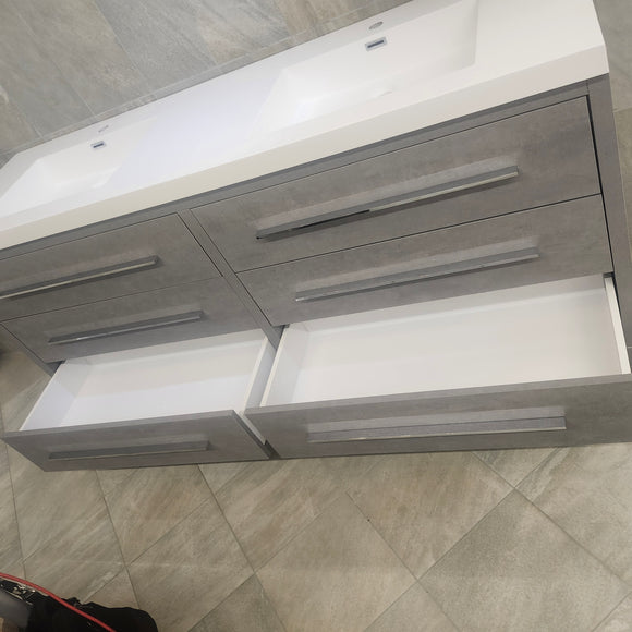 Aura Plato 72 x 21 Vanity and Countertop Sink Combo Floormodel Clearance As is m4