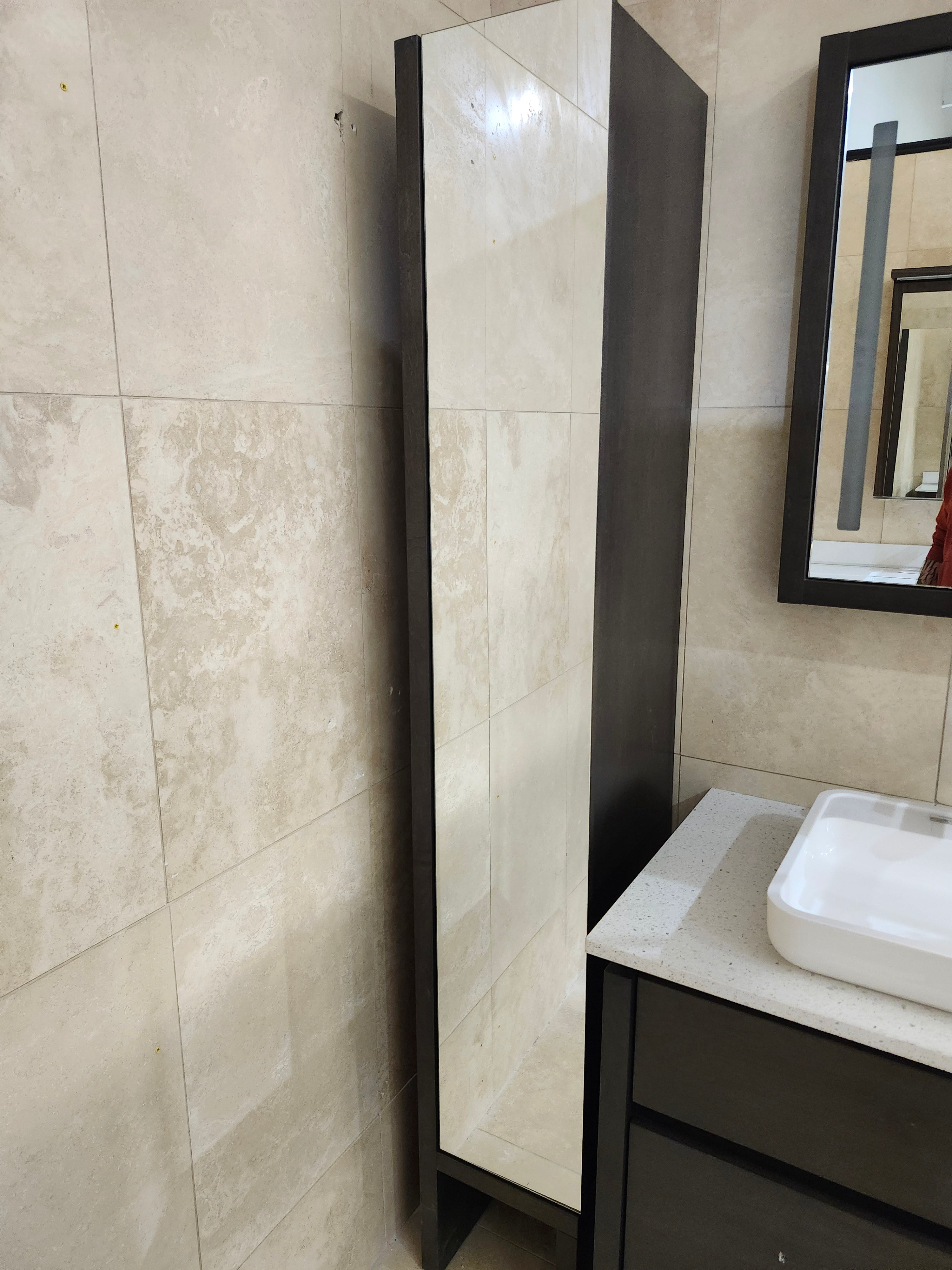 49" Vanico E129 Desk Vanity & Countertop Combo with Mirror and Linen (as is)