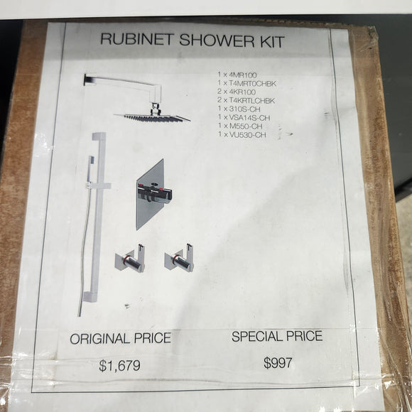 Rubinet Custom Shower Kit Floormodel Clearance New in Box Chrome/Black Finish (204)