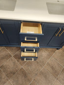 61" Madison Navy Vanity and Double Countertop Combo (as is) i11-7