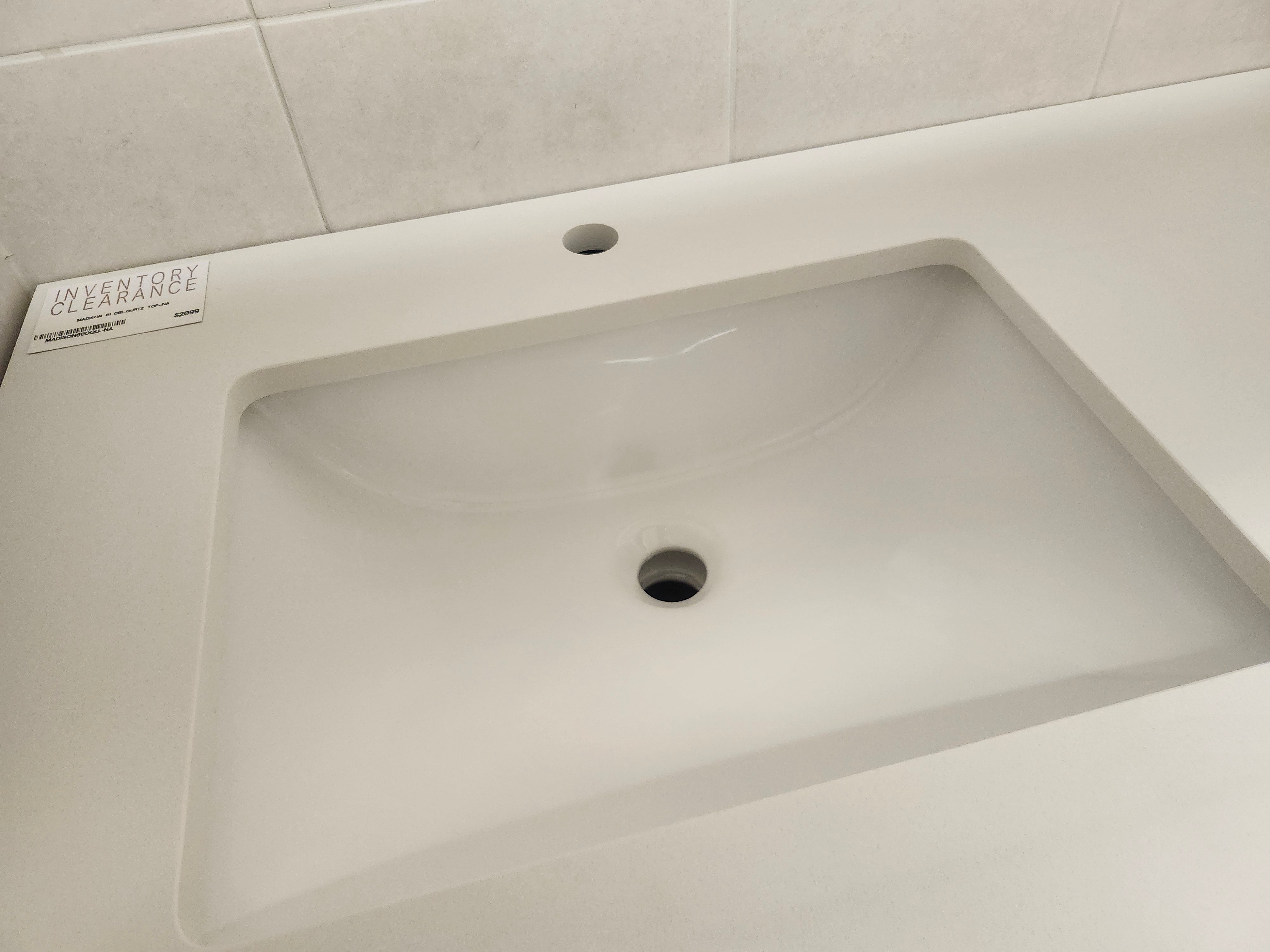 61" Madison Navy Vanity and Double Countertop Combo (as is)