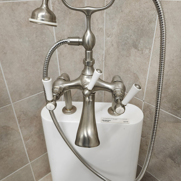 Bathtub Tub Filler Brushed Nickle with hand held shower head Floor model as is no valve included M8
