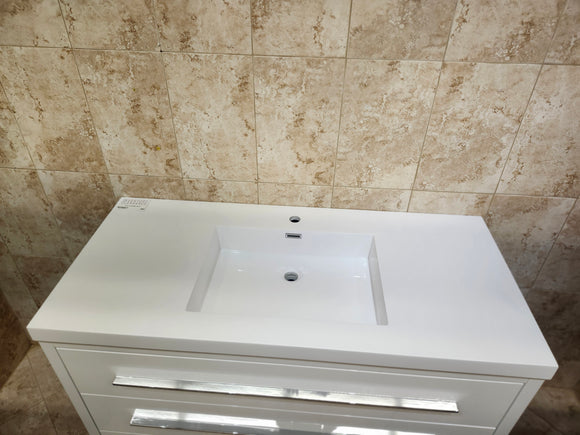48" Aura Glossy White Plato Vanity with Countertop Combo (as is)