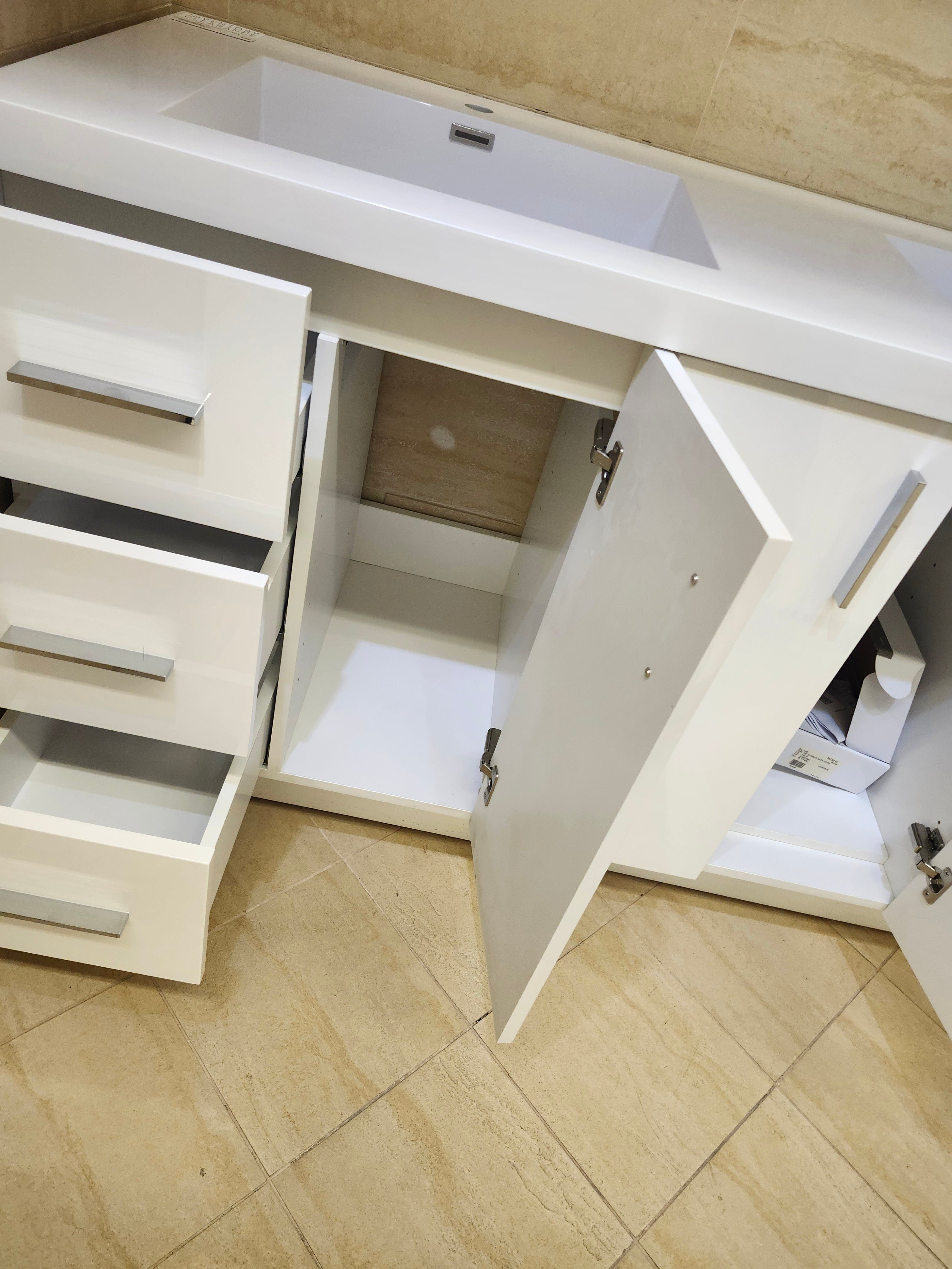 72" Glossy White Art Vanity with Countertop Combo (as is)