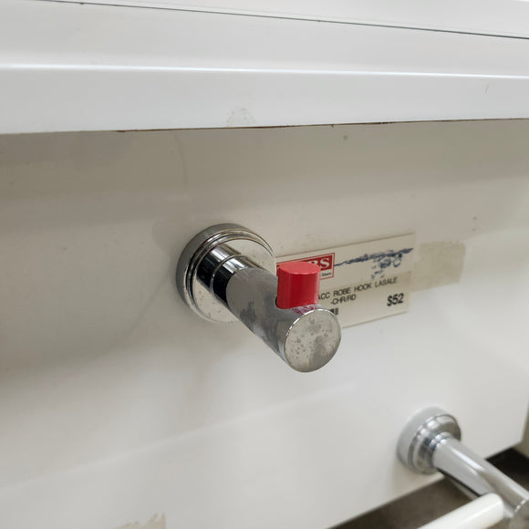 Rubinet Lasale Robe Hook Floormodel Sold As Is Chrome Floormodel Clearance As is Red/Chrome