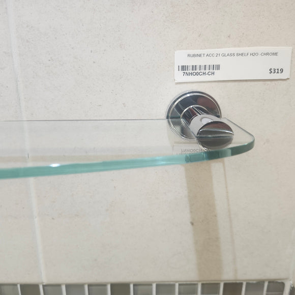 Rubinet H2O 21 Inch Glass Shelf Bathroom Accessory Floormodel As is Clearance Chrome (H19)