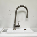 Brushed Nickel Kitchen GNeck Faucet with extending faucet head Floormodel Clearance as is-12