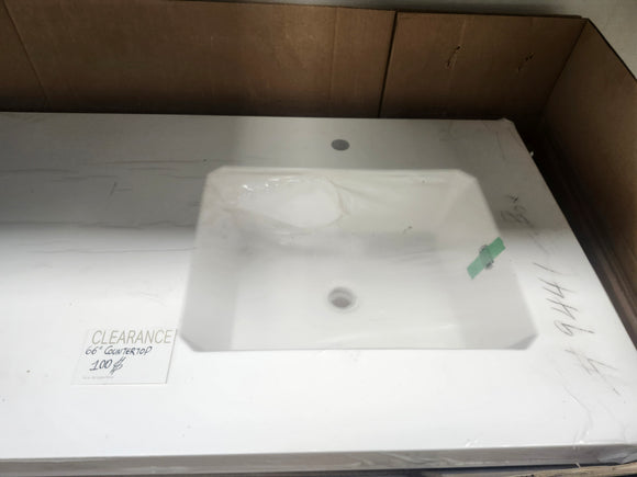 66 x 22 1/4 Double Sink Countertop for Bathroom Vanities White Floormodel Clearance As is