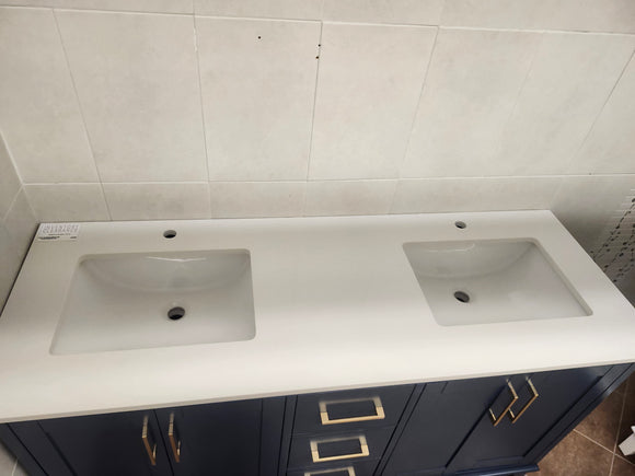 61" Madison Navy Vanity and Double Countertop Combo (as is) i11