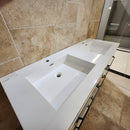 60" Aura Glossy White Plato Vanity with Double Countertop and Black Handles Combo Floormodel(as is) m9-4