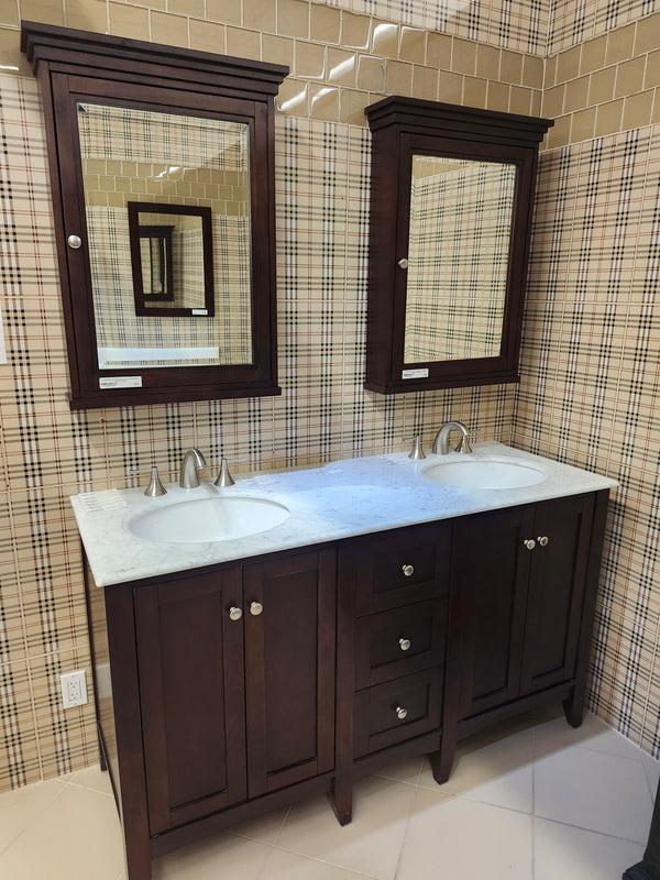60" Fairmont Vanity & Countertop Combo with Medicine Cabinets and Faucets (as is)