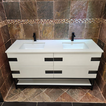 Vida Turin 61 Bathroom Vanity and Countertop Combo Black/White Inventory Clearance Samor