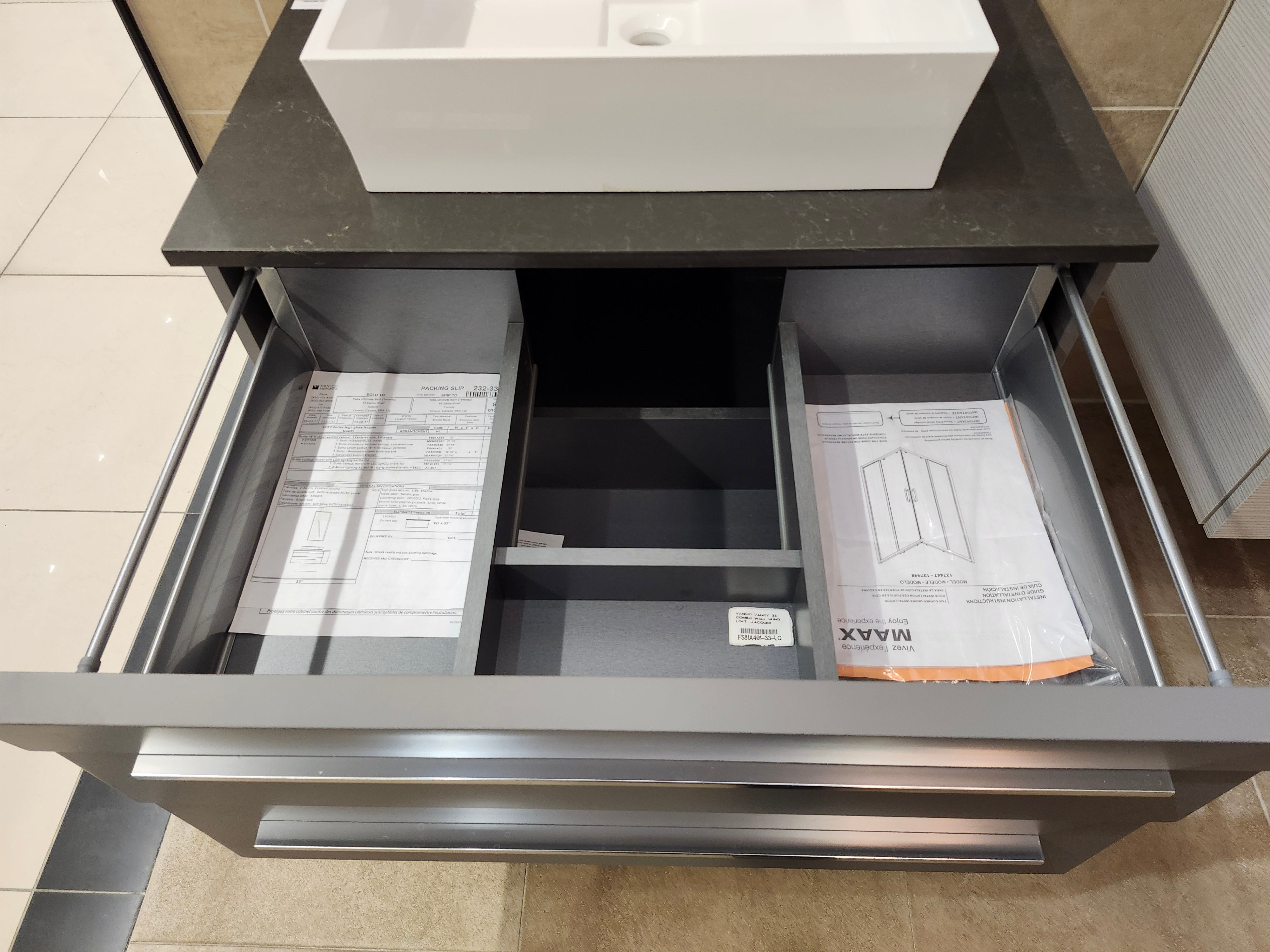 33" Vanico Loft Vanity & Countertop Combo with Mirror (as is)