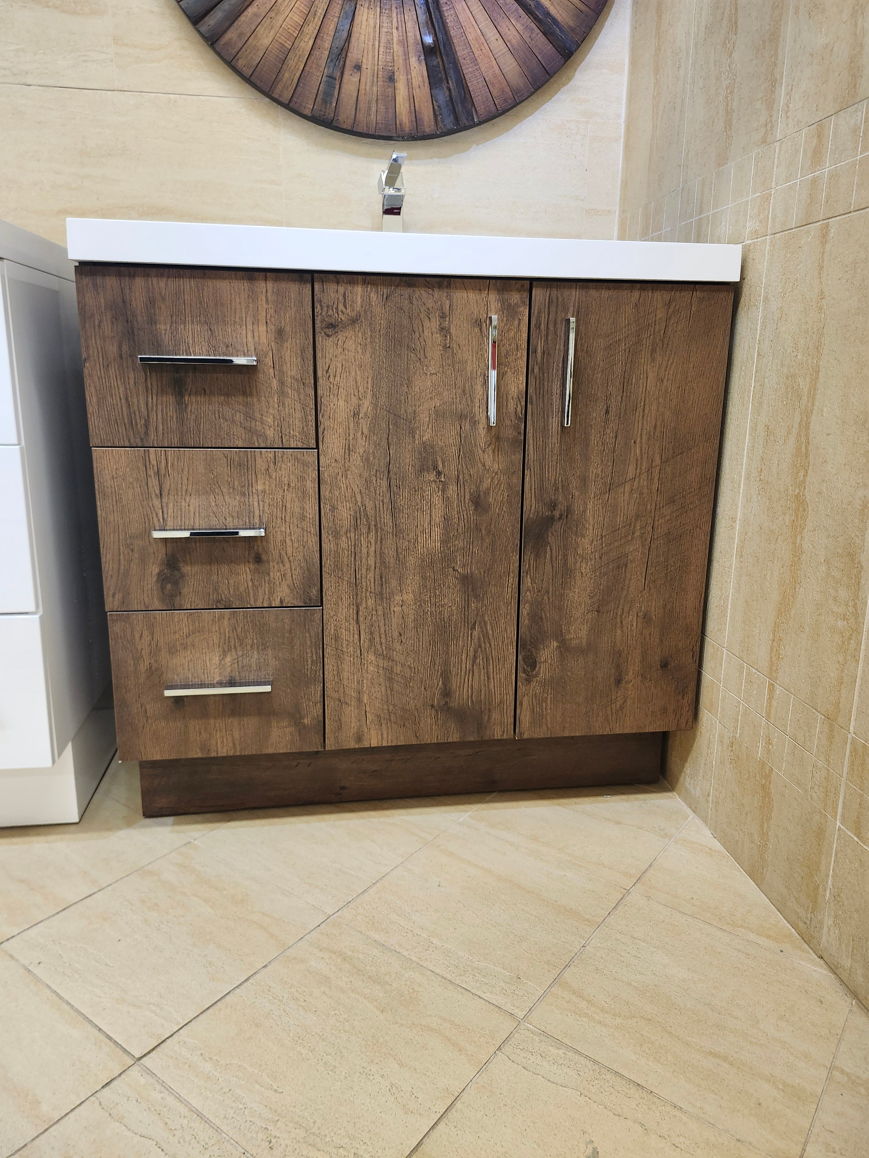36" Rosewood Art Left Hand  Vanity with Countertop Combo (as is) - 0
