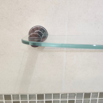 Rubinet H2O 21 Inch Glass Shelf Bathroom Accessory Floormodel As is Clearance Chrome (H19) - 0