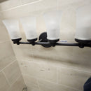 Seagull Lighting 4-Light Vanity Light – Oil Rubbed Bronze – Frosted Glass Shades (Model 44458-814) g12-3