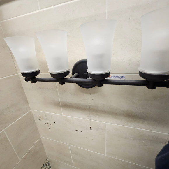 Seagull Lighting 4-Light Vanity Light – Oil Rubbed Bronze – Frosted Glass Shades (Model 44458-814) g12