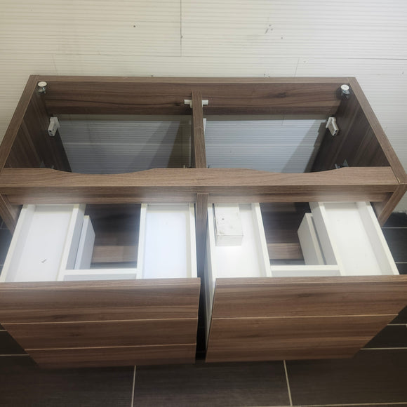 Aura Plato Rosewood Vanity Base Only Double Counntertop  Floormodel as is Clearance