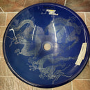 Tempered Glass Vessel Sink Decorative Dragons Floormodel Clearance As is m7-2