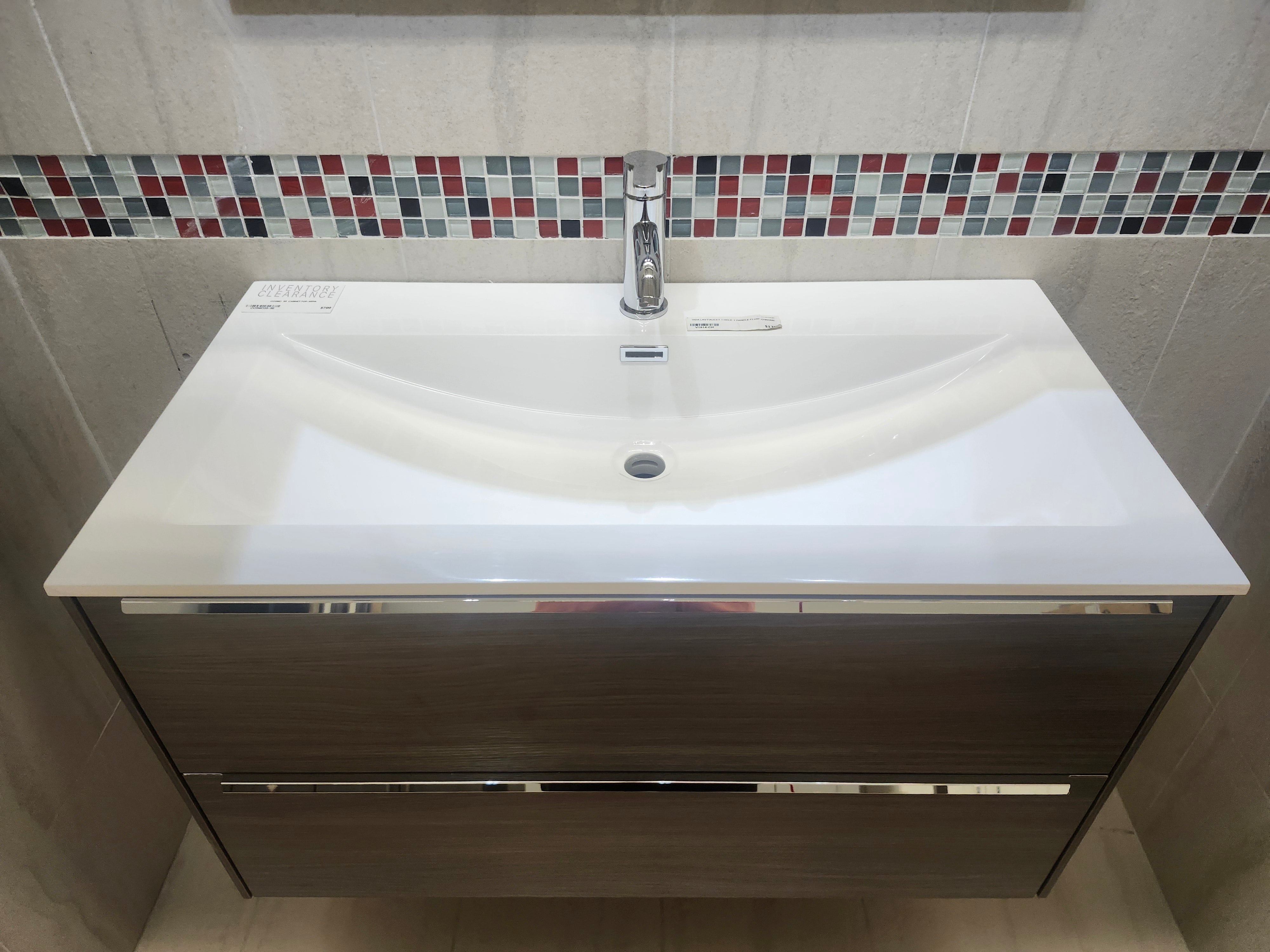35" Cosmo Sepia Wall Vanity with Countertop Combo (as is)