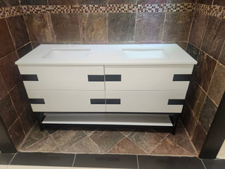 Vida Turin 61 White/Black Vanity with double Countertop Combo (as is)