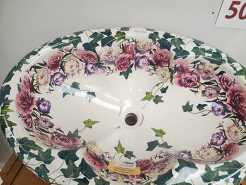 Kohler Artist Editions Drop In Bathroom Sink Flowers Peonies and Ivory Floormodel Clearance 25 1/4 x  17 x 9 1/4 - 0