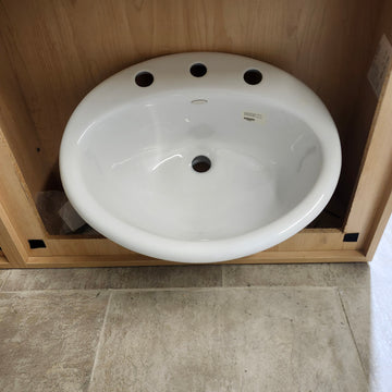Kohler 19 x 16 Drop in 8cc 3 Hole White Ellington Bathroom Sink  K2906 Floormodel Clearance As is m10