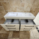60" Aura Glossy White Plato Vanity with Double Countertop and Black Handles Combo Floormodel(as is) m9-11