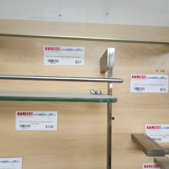 Vida 940 Series Double Glass Shelf Bathroom Accessory Floormodel Sold As is