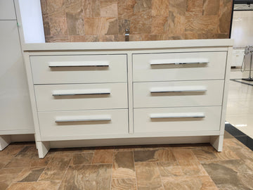 60" Aura Glossy White Plato Vanity with Double Countertop Combo (as is) m3 - 0
