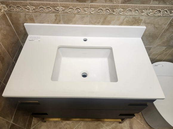 Vida Turin 37" Black/Gold Vanity with Countertop Combo (as is)