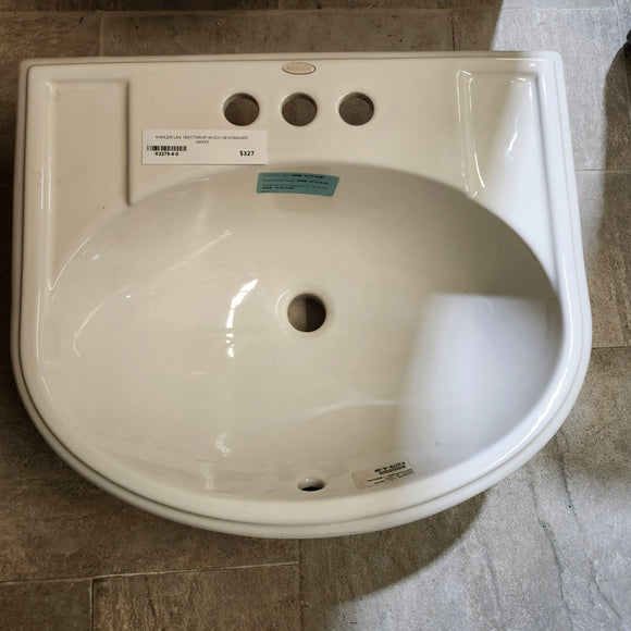 Kohler 19 x 17 Bathroom Sink Devonshire 8CC 3 Hole Predrilled Vanity Sink K2279-4  Biscuit Floormodel Clearance As Is m10