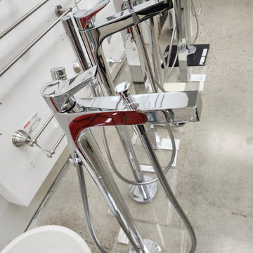 Aquabrass Roman Deck Tub Filler Metro Chrome With Hand Held Shower Head Floormodel Clearance As Is - 0