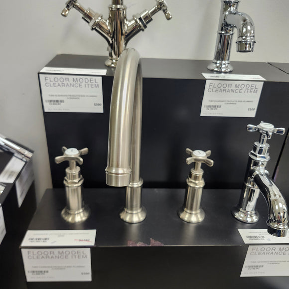 Hansgrohe Axor Series 3 Hole Single Faucet Montreux 8cc Cross Handles Brush Nickel Floomodel Clearance as is