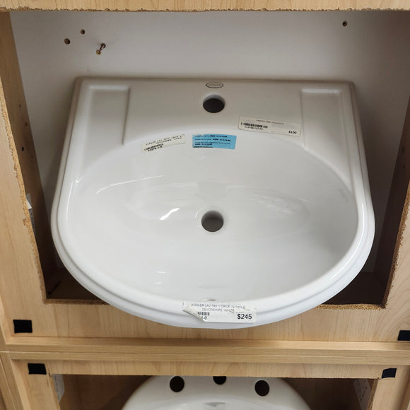 Kohler 19 x 17 Bathroom Sink Devonshire 1 Hole Predrilled Vanity Sink K2279-1 White Floormodel Clearance As Is m10