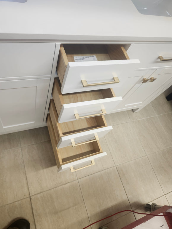 60" Laurel White Vanity and Double Countertop Combo (as is)