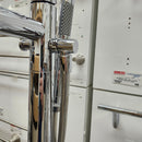 Vida V-Style Floormount Tub Filler with Hand Held Shower Head and Round Handle Floormodel Clearance as Is-10