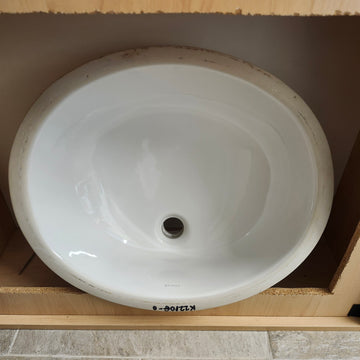 Kohler Caxton 17 x 14 Glazed Undermount No Overflow Bathroom Vanity Sink White Floormodel As Is K2210-G m10