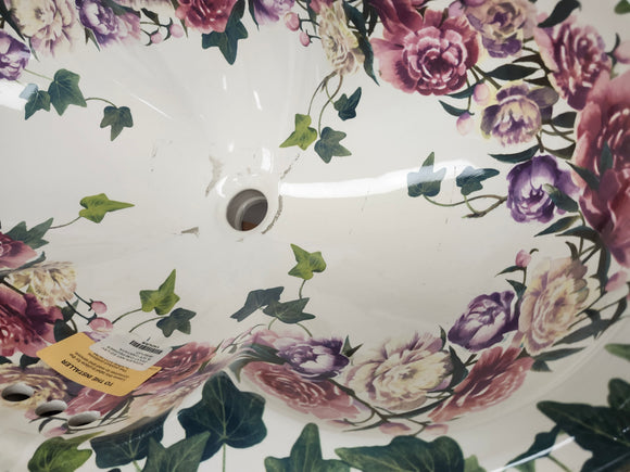 Kohler Artist Editions Drop In Bathroom Sink Flowers Peonies and Ivory Floormodel Clearance 25 1/4 x  17 x 9 1/4