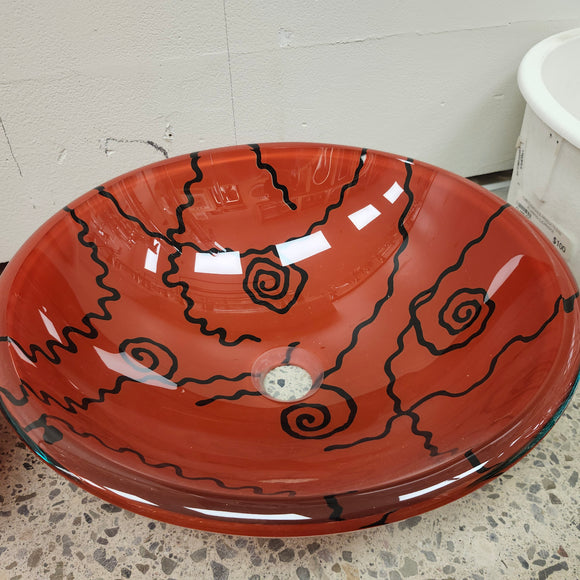 Tempered Glass Vessel Bathroom Sink clear Floormodel Clearance Decorative Retro
